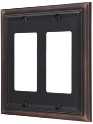 Georgian Double-GFI Switch Plate in Aged Bronze.